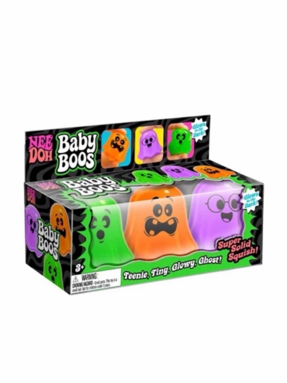 NEE DOH Baby Boos Glow-In-The-Dark Ghosts - Orange, Purple, Green - Picture 2 of 6